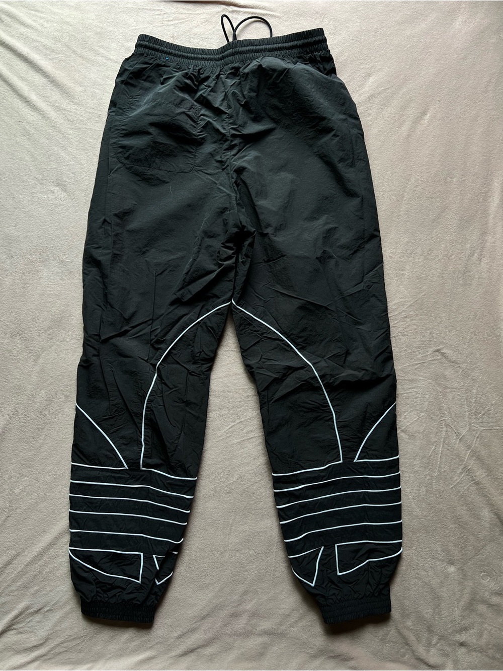 adidas rare Black Track Pants joggers with White Accent logo Lines